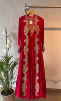 Red Jacket Anarkali Set