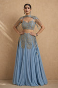 Ice Blue Indo western skirt Set