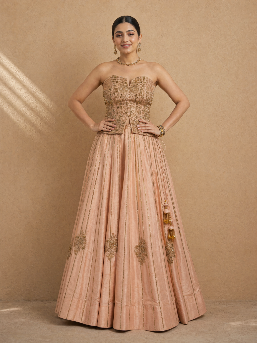 Dusty Pink Corset Lehenga Set