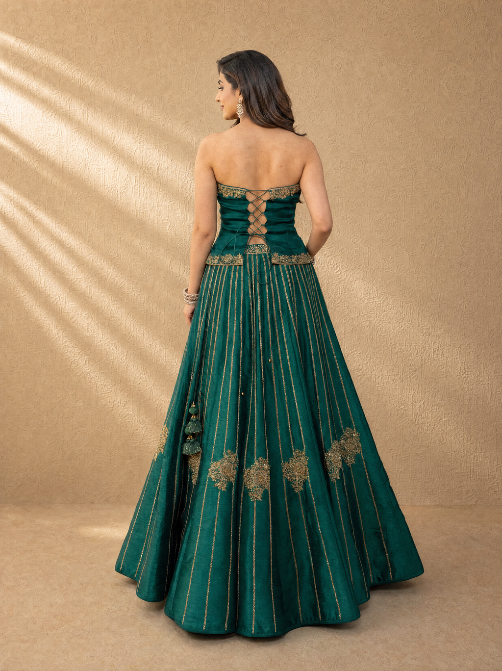 Bottle Green Corset Lehenga Set
