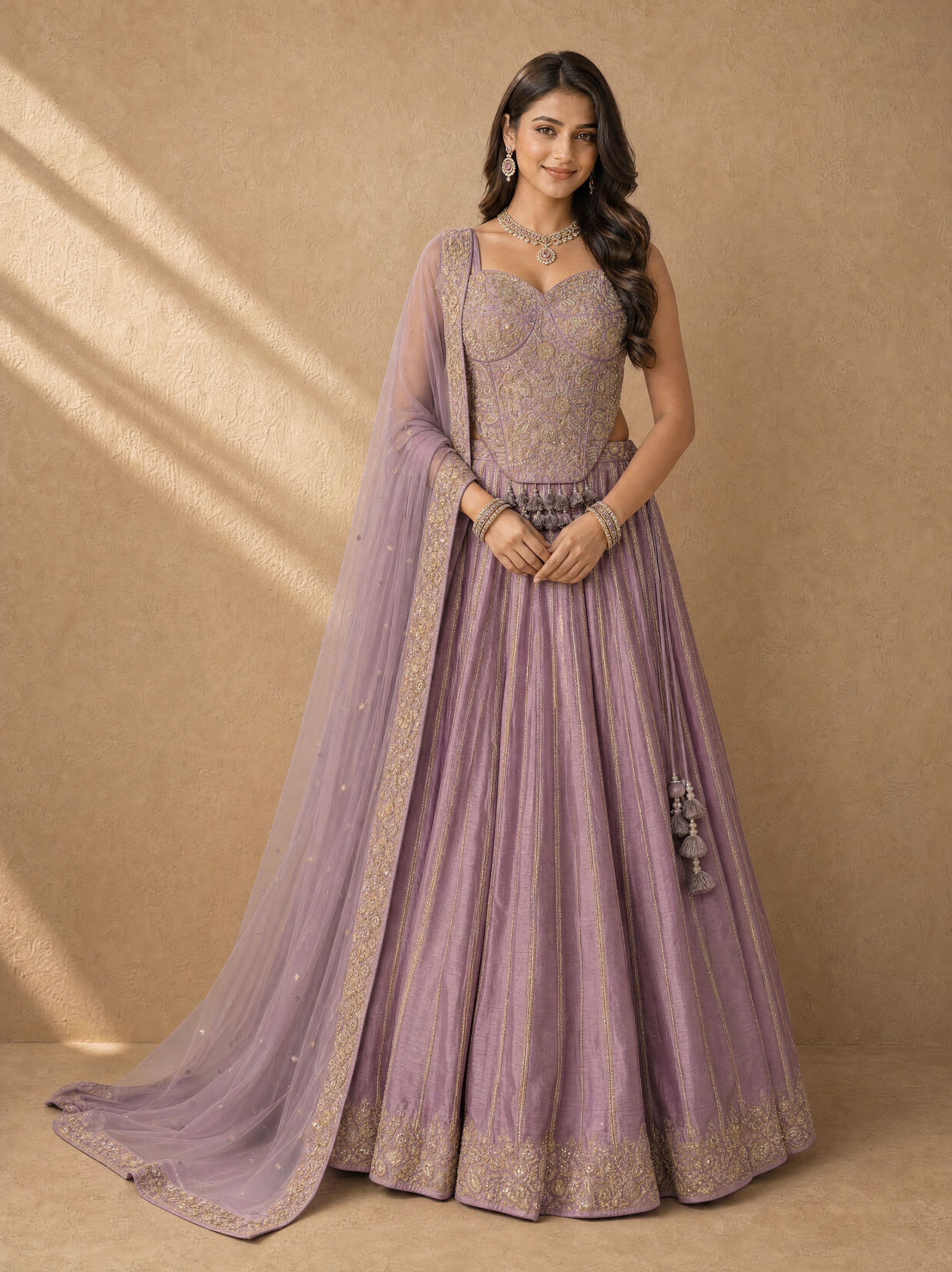Lavender Corset Lehenga Set