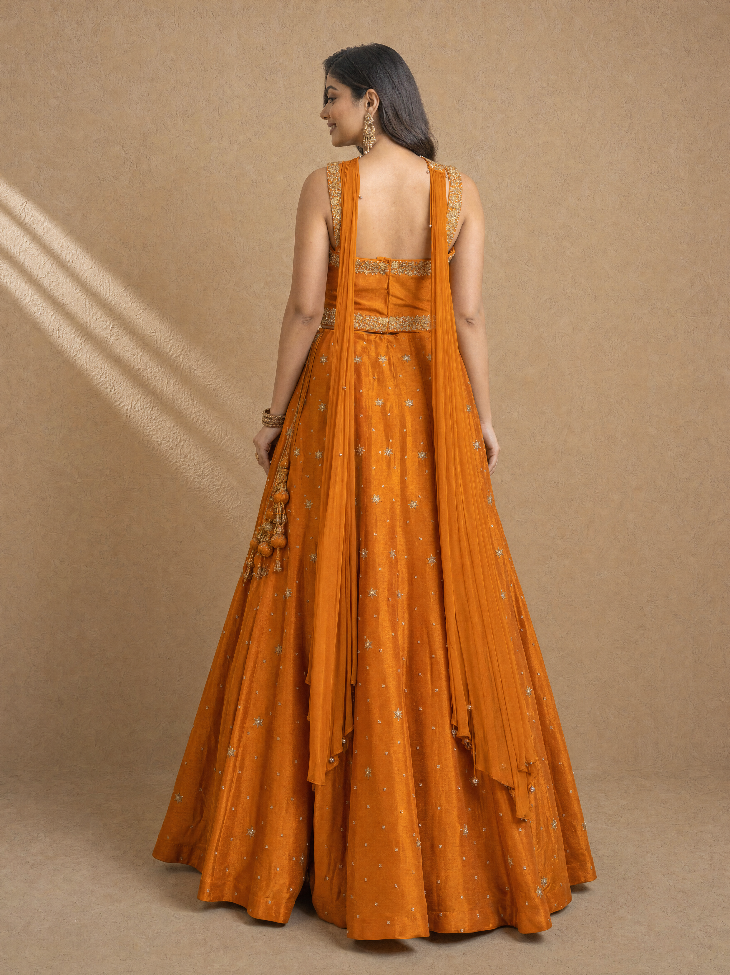 Burnt Orange Corset Lehenga Set