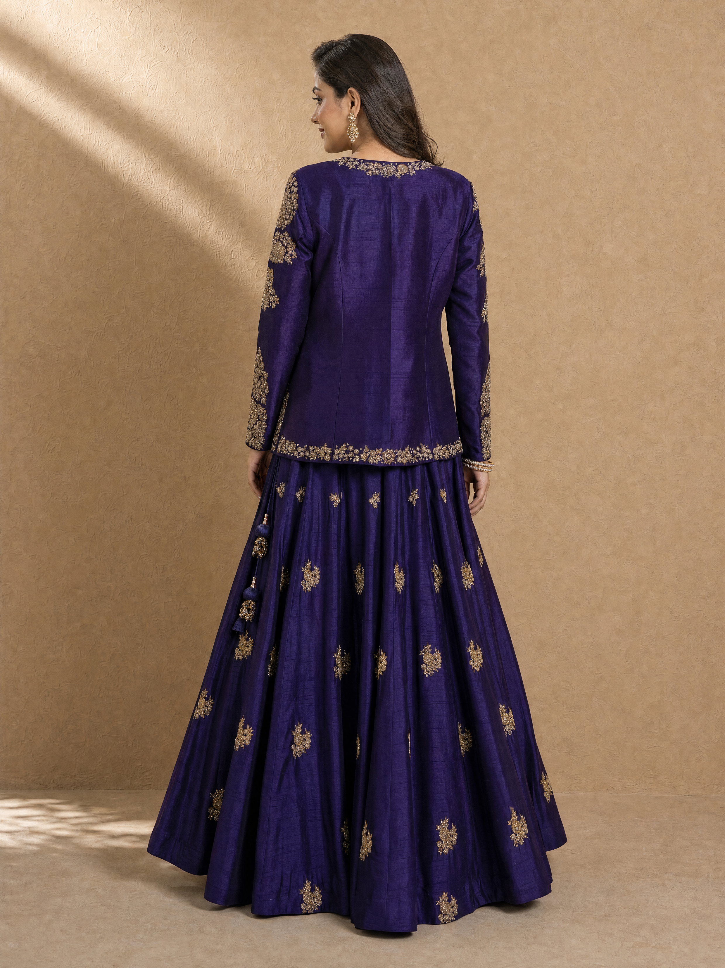 Royal Blue Jacket Lehenga Set