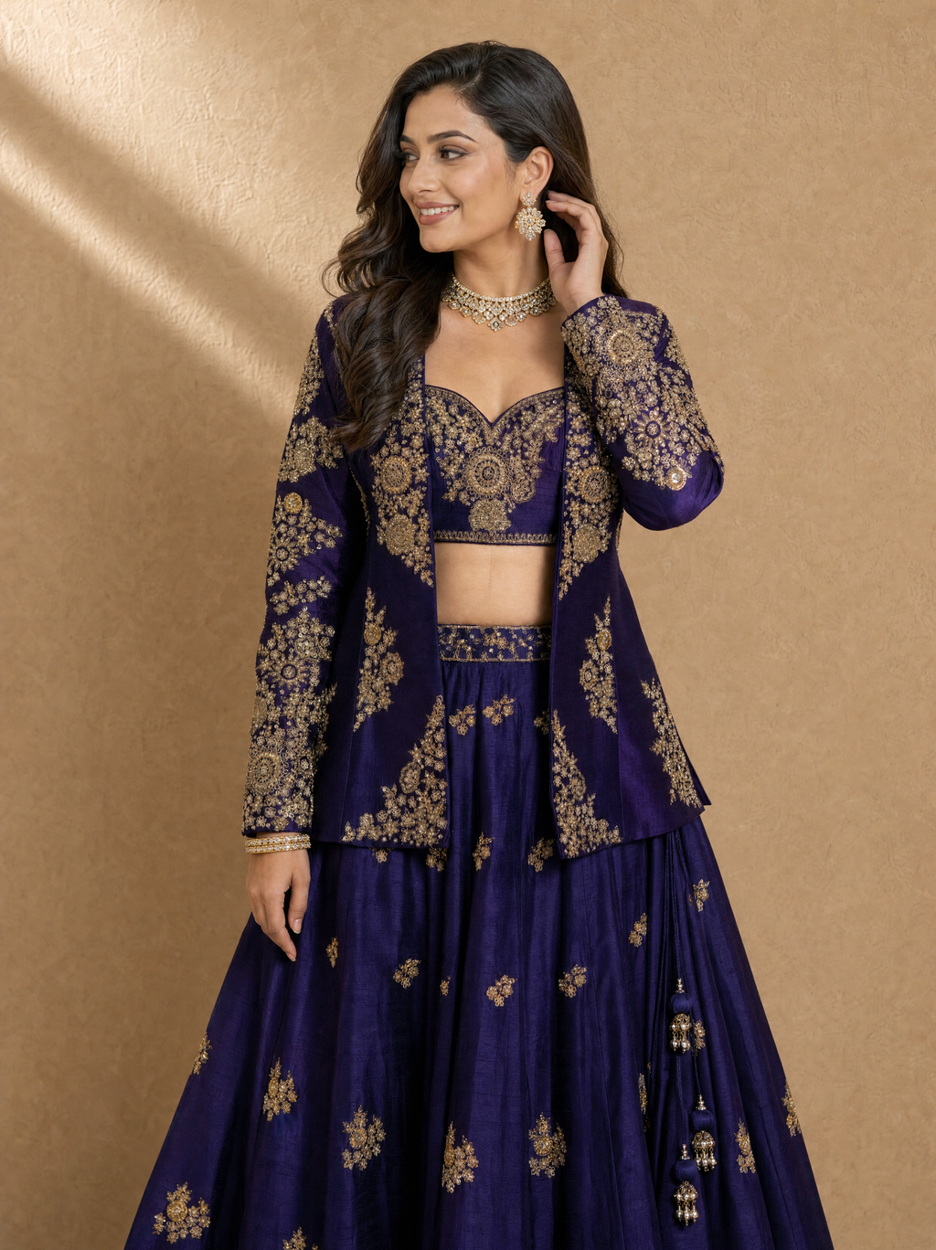 Royal Blue Jacket Lehenga Set