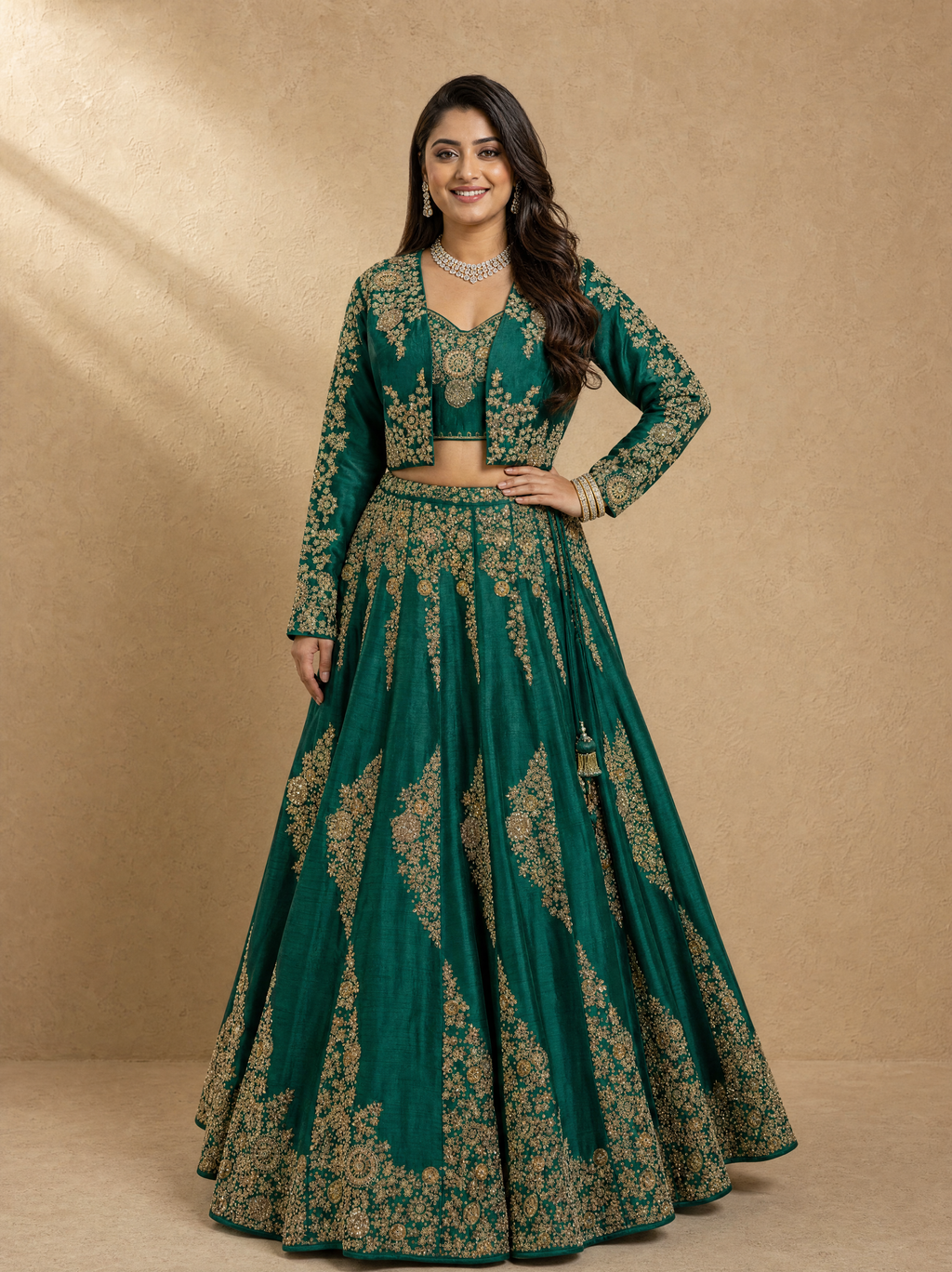 Bottle Green Lehenga Set