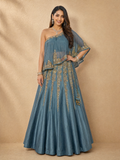 Steel Blue Off shoulder lehenga set