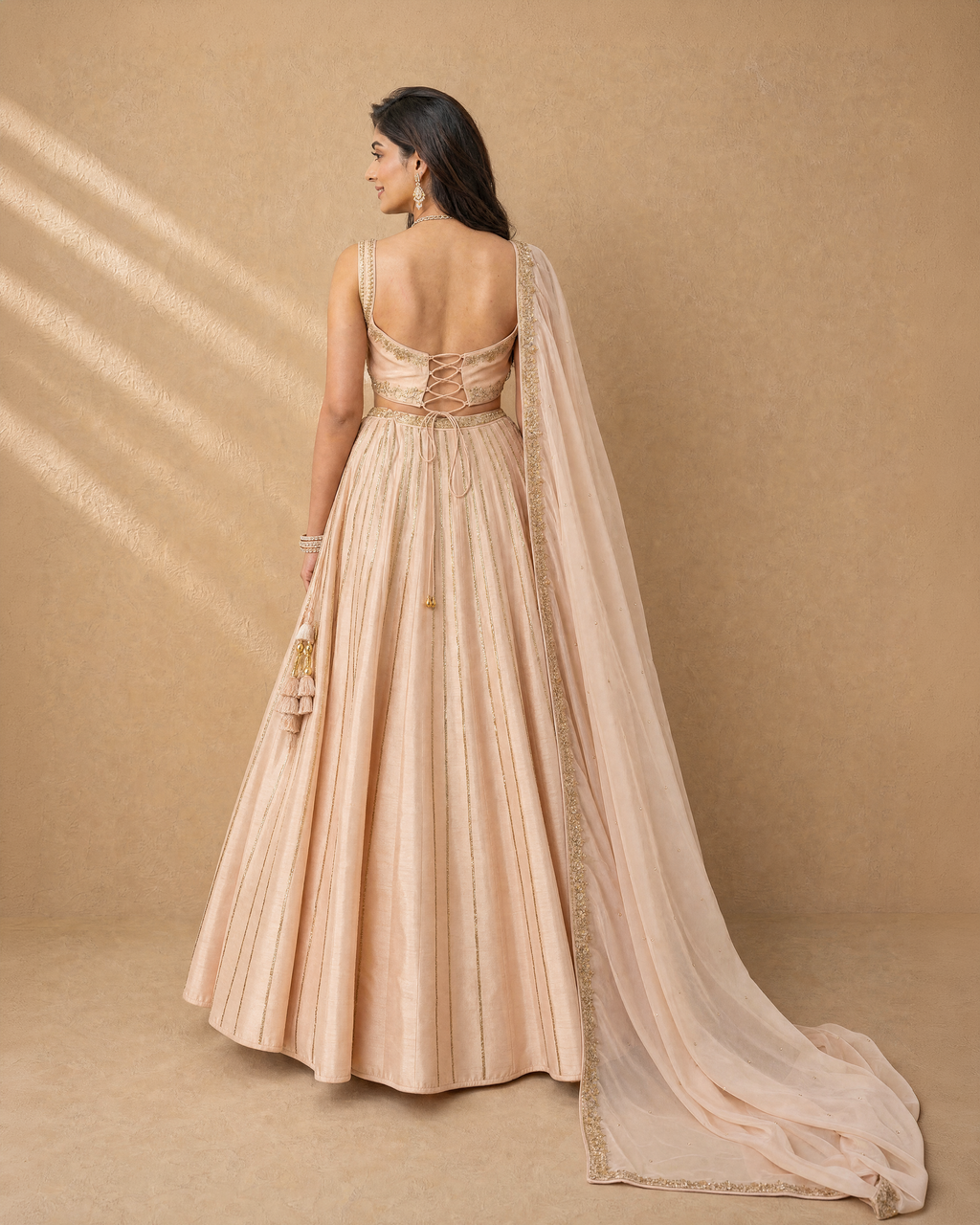 Nude Pink Corset Lehenga Set