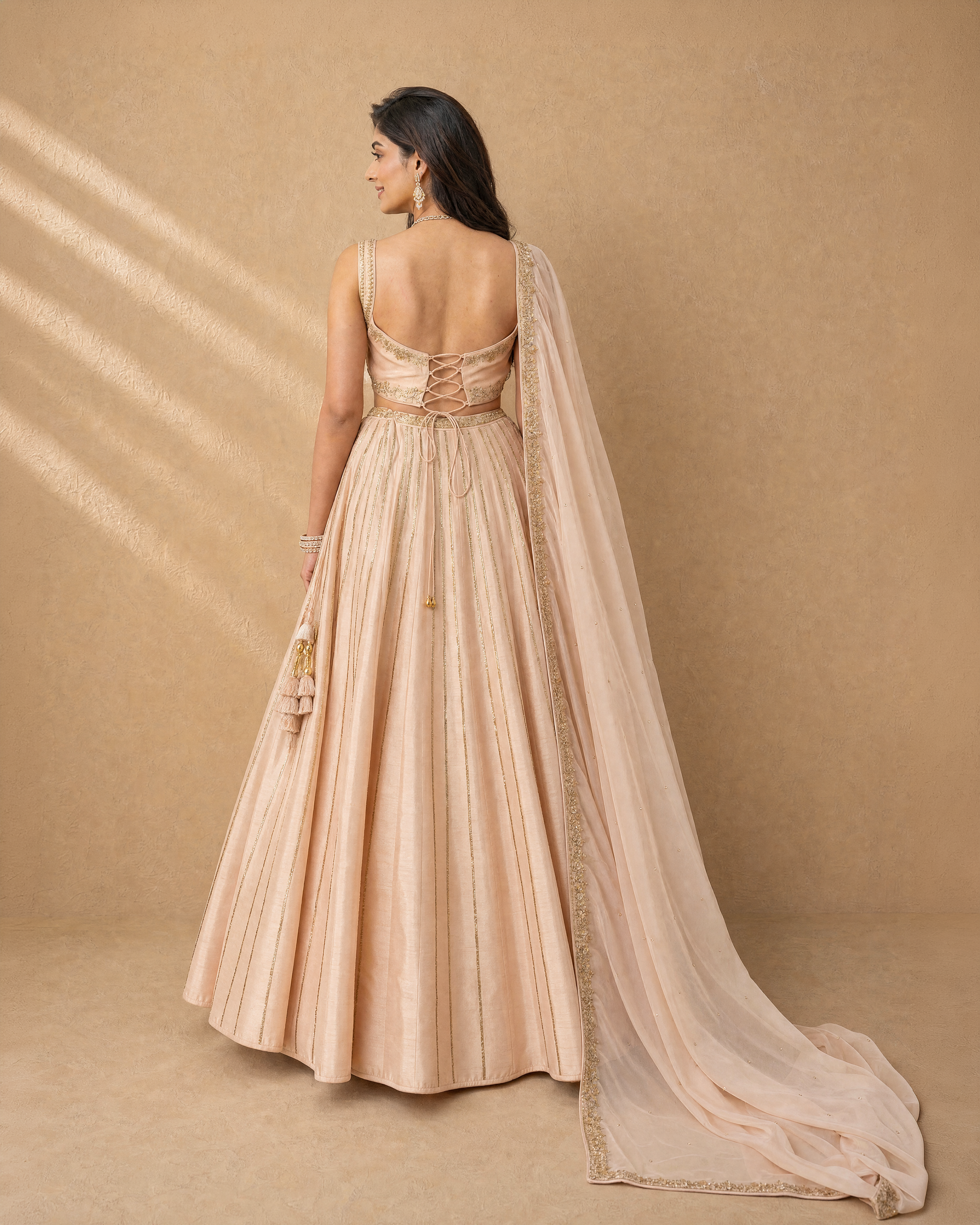 Nude Pink Corset Lehenga Set