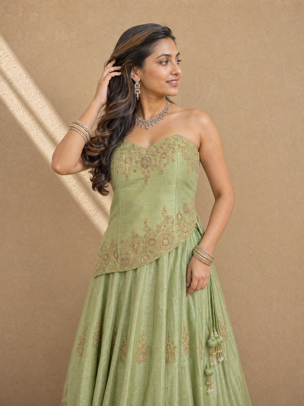 Mint Green Asymmetrical Corset Top