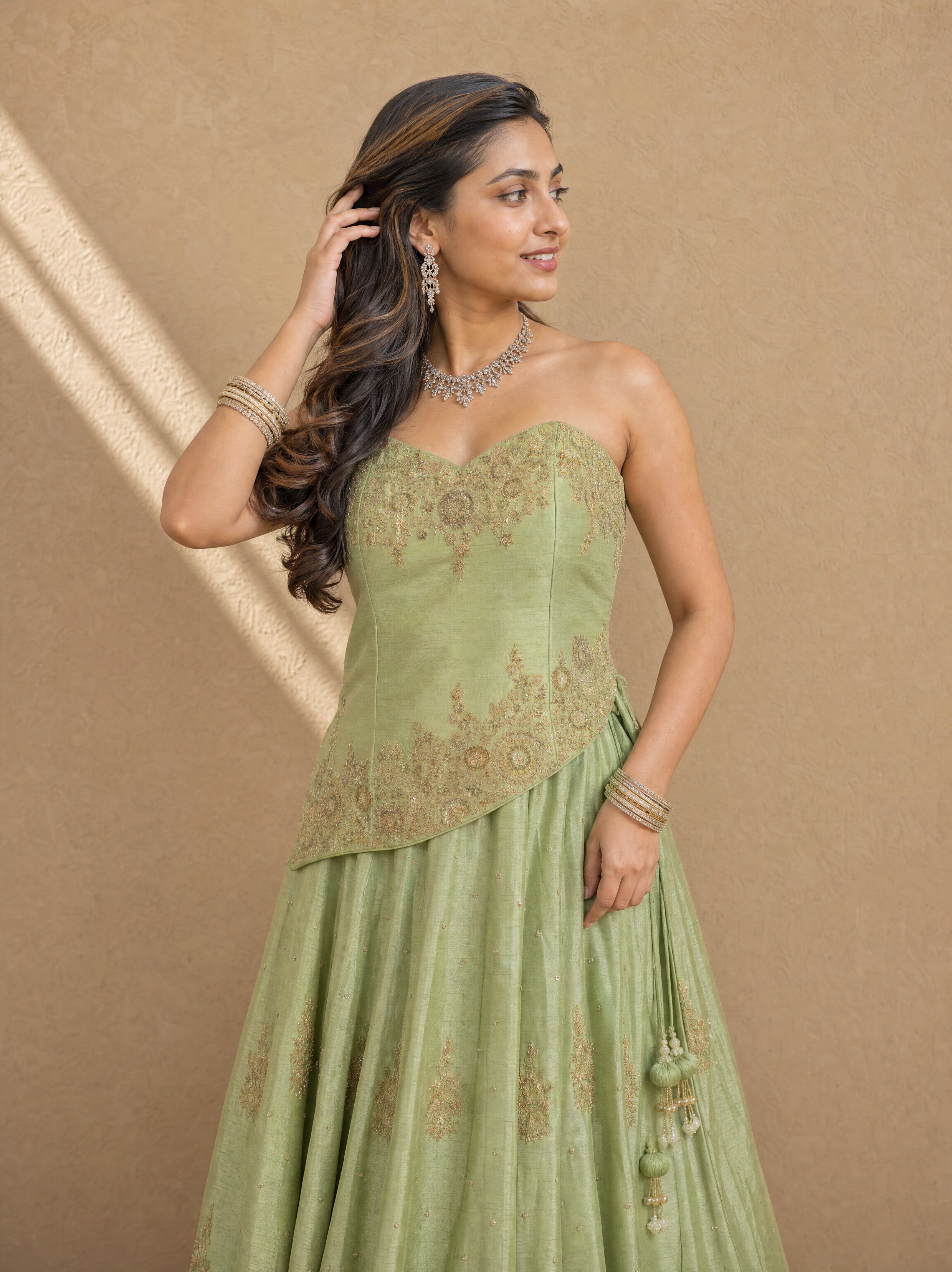 Mint Green Asymmetrical Corset Top
